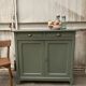 Renovated Parisian buffet in velvet khaki