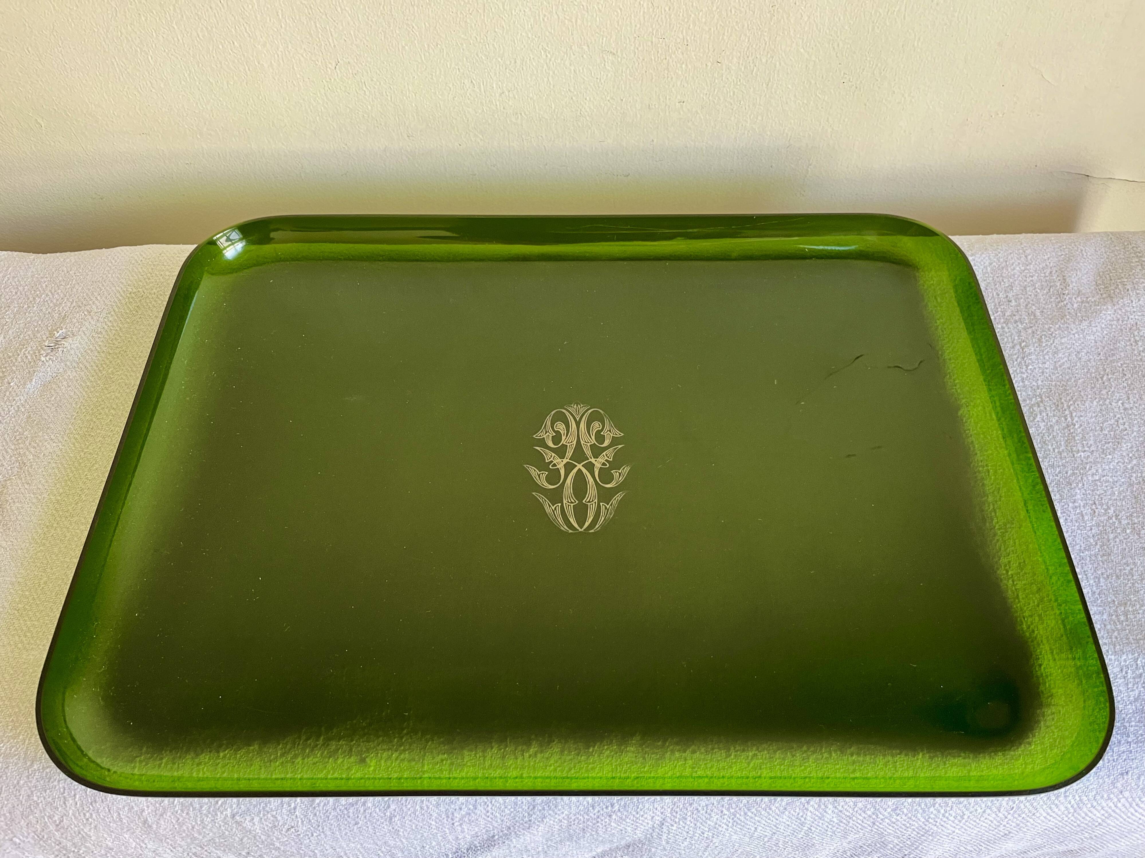 1980 green plexiglass plateau neo-classical
