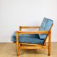 Wooden vintage armchair brown sea blue design by Z. Bączyk - light wood