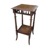 Guéridon ancien en bois sculpté et marqueté