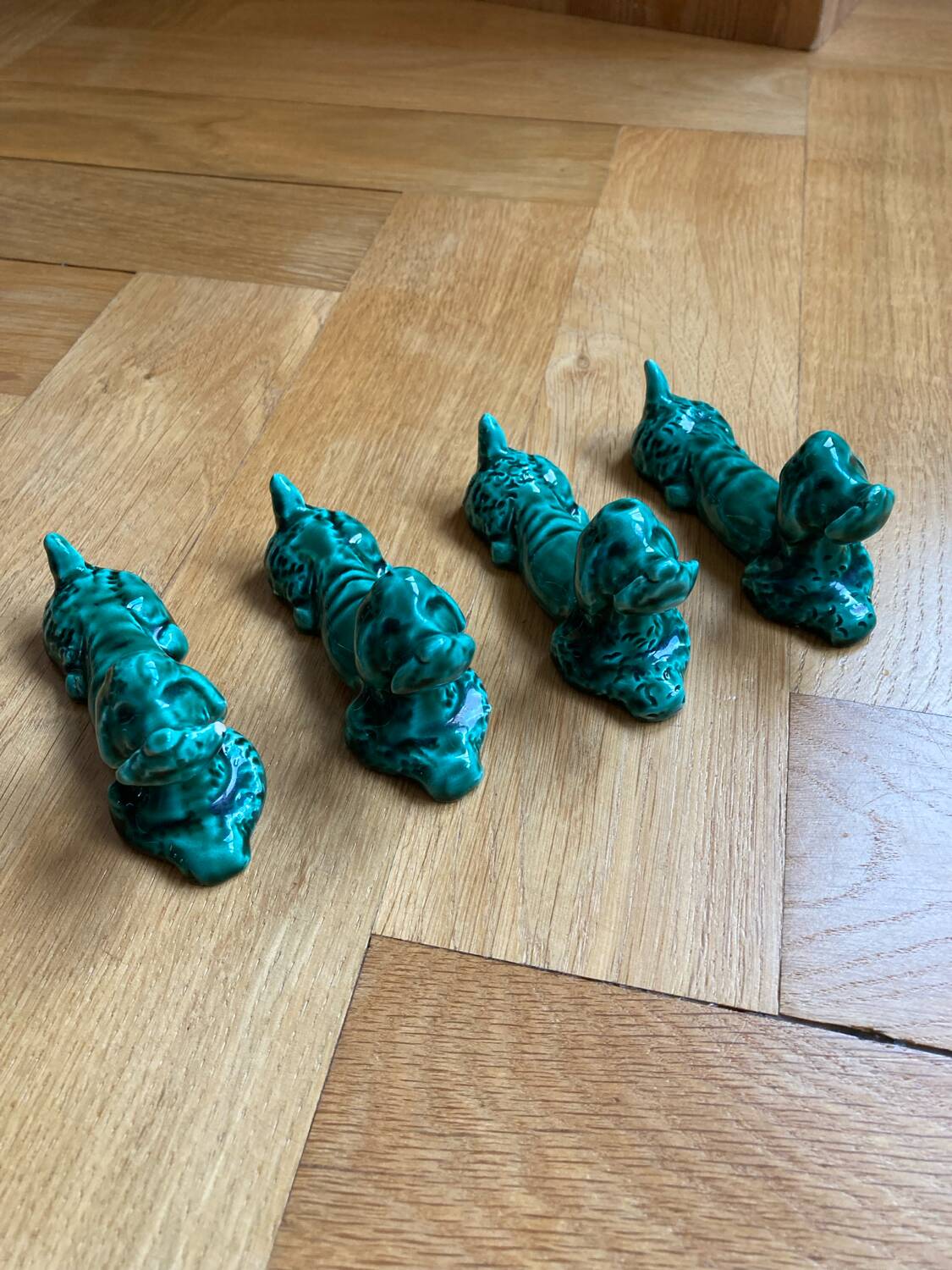 Green ceramic dog knife holder