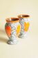 Pair of Ceramic Vases Grey, White, Orange Vallauris – Mid-Century Style