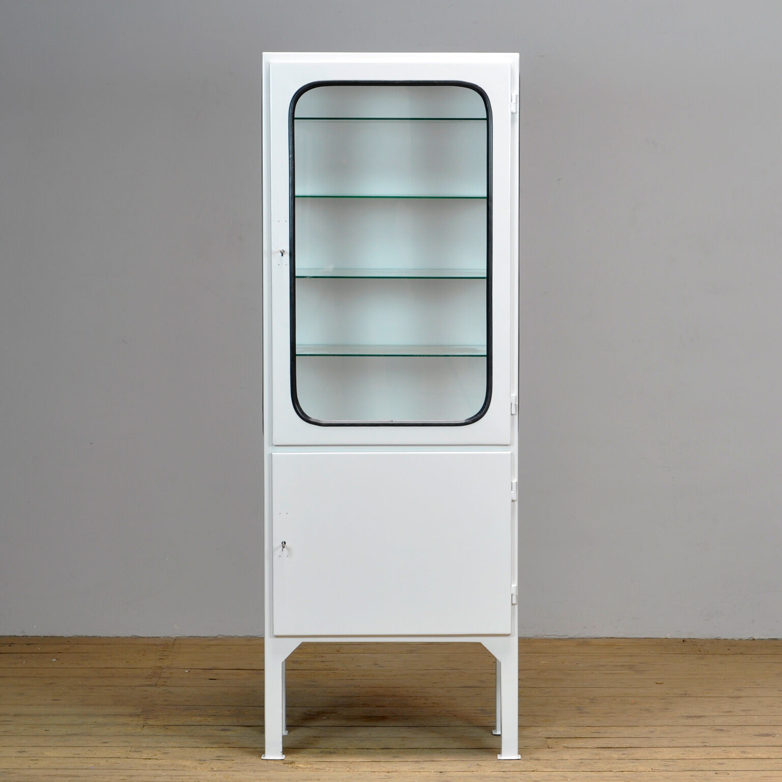 Vintage Iron And Glass Medical Cabinet, 1970s