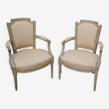 Louis XVI style wooden armchairs