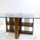 Table à manger en bois et verre, Italie 1960