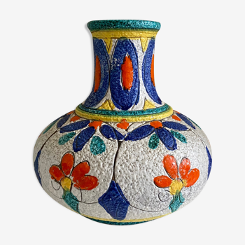 Vase Fratelli Fanciullacci multicolored scarified ceramic 50s / 60s