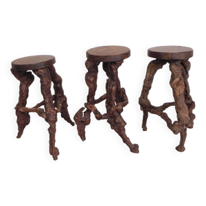 Ensemble de 3 tabourets - bar 1960