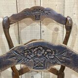 Set of 6 Louis XV style ash chairs with straw seats, from the 1950s