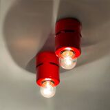 Paire d'appliques ou de plafonniers Stilnovo rouges, comme neufs, design italien des années 1980