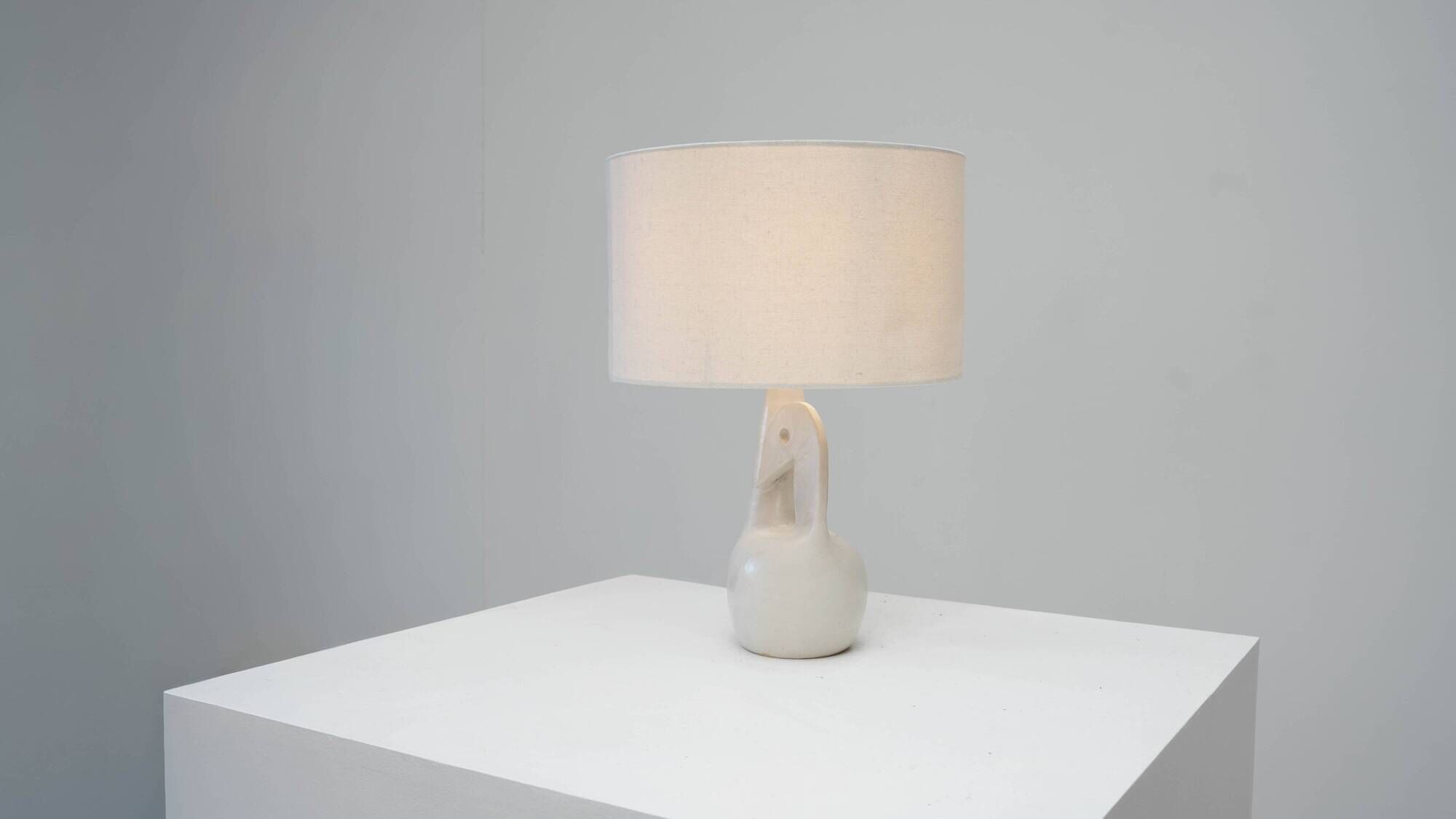 French ceramic bird lamp