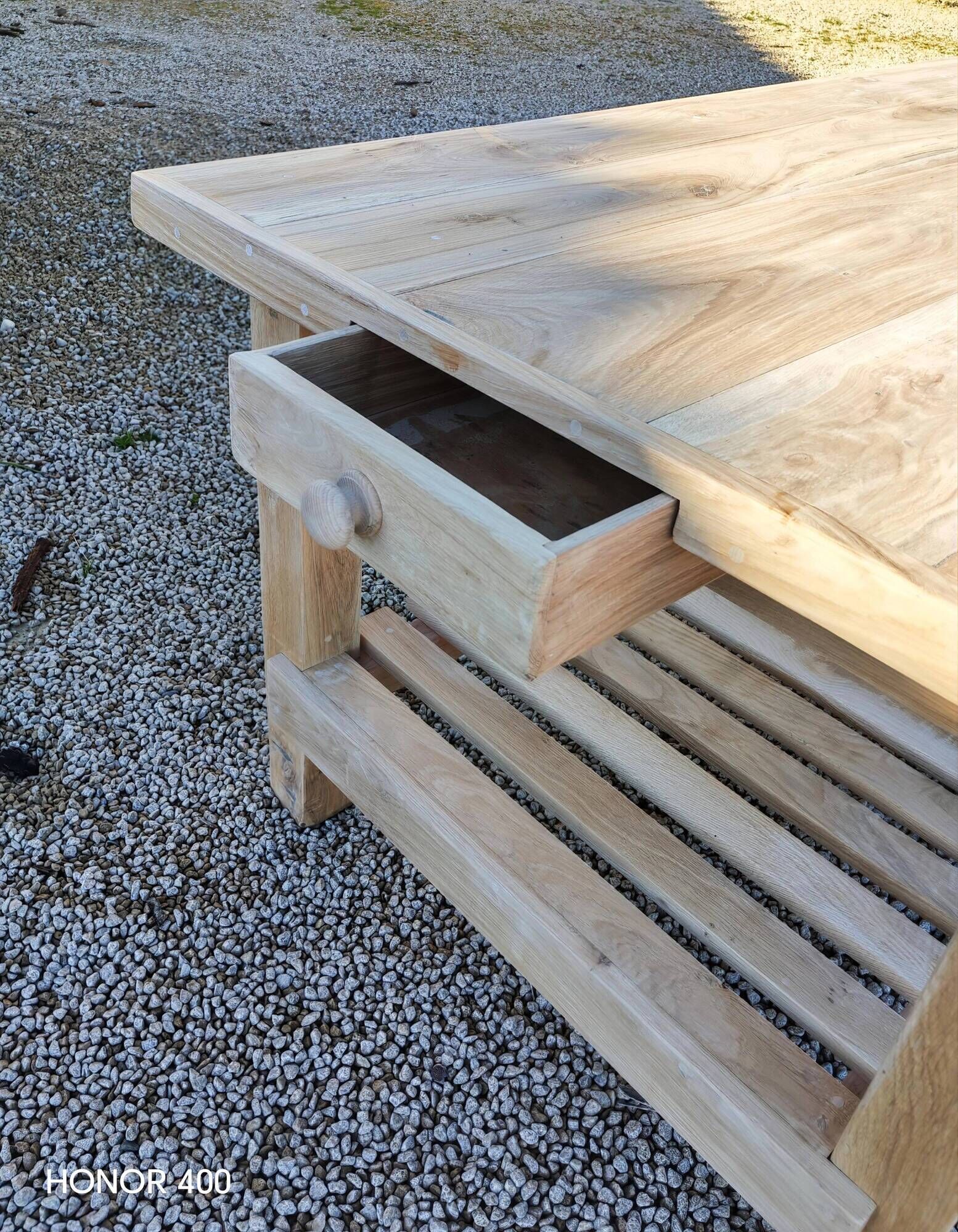 Solid raw oak table/island type "butcher's block" 180x105