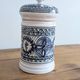 Covered ceramic pot, Tunisian artisan – 1970s – Blue and turquoise
