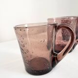 Purple biot blown glass mugs