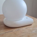 Opaline and wood wall lamp