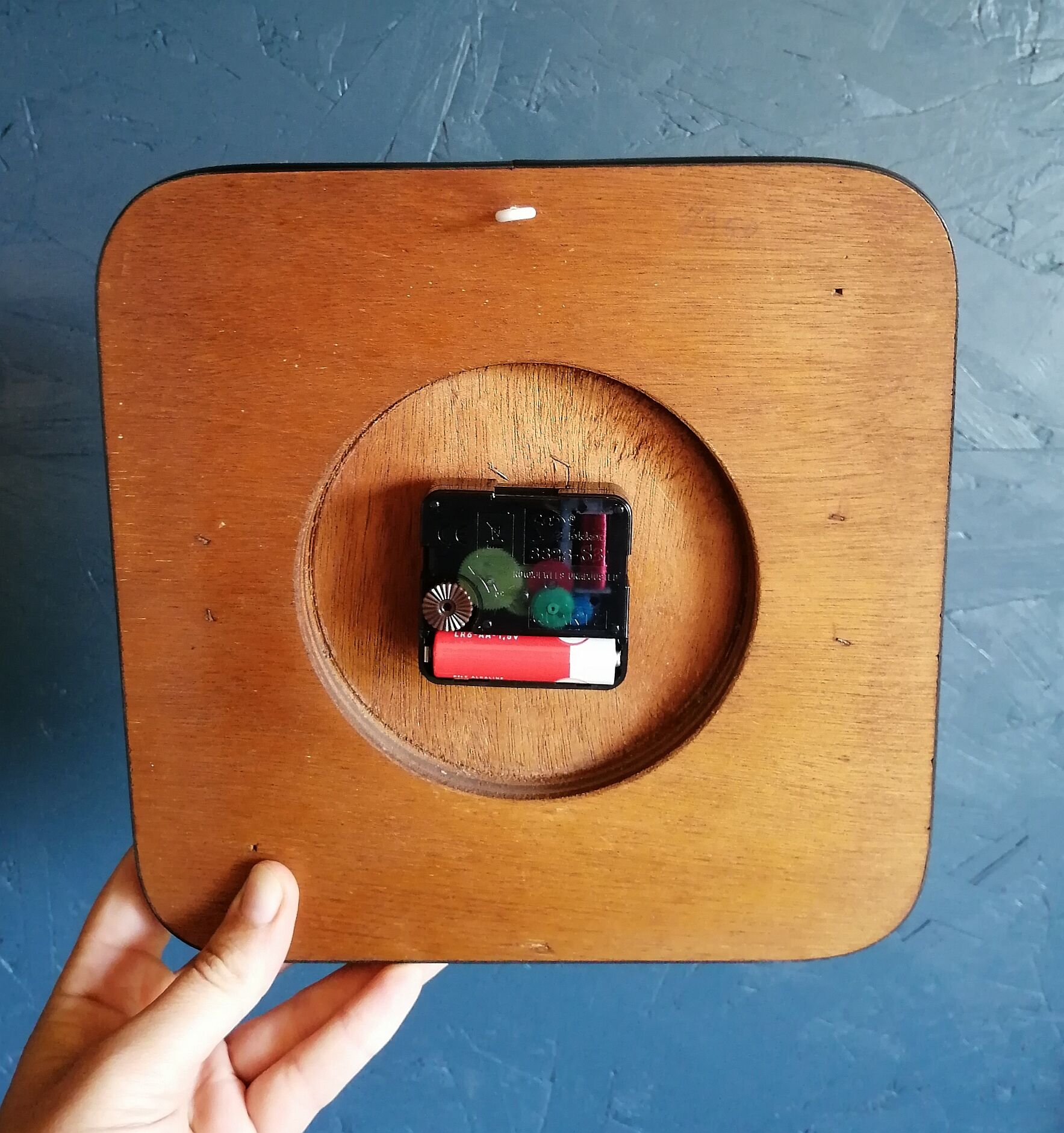 Clock formica vintage clock square wall silent "Blue Silver Sky"