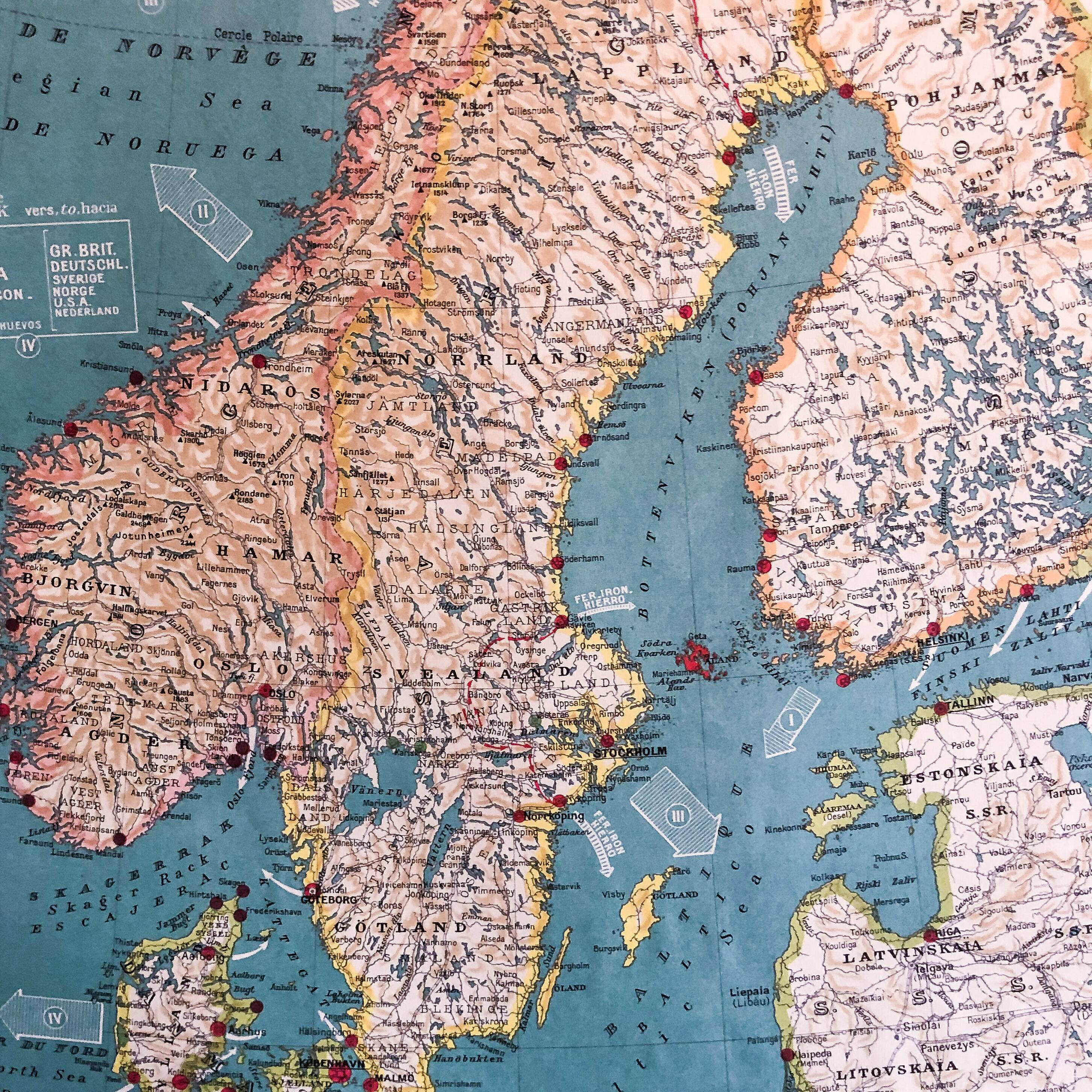 Map 1950 Scandinavia