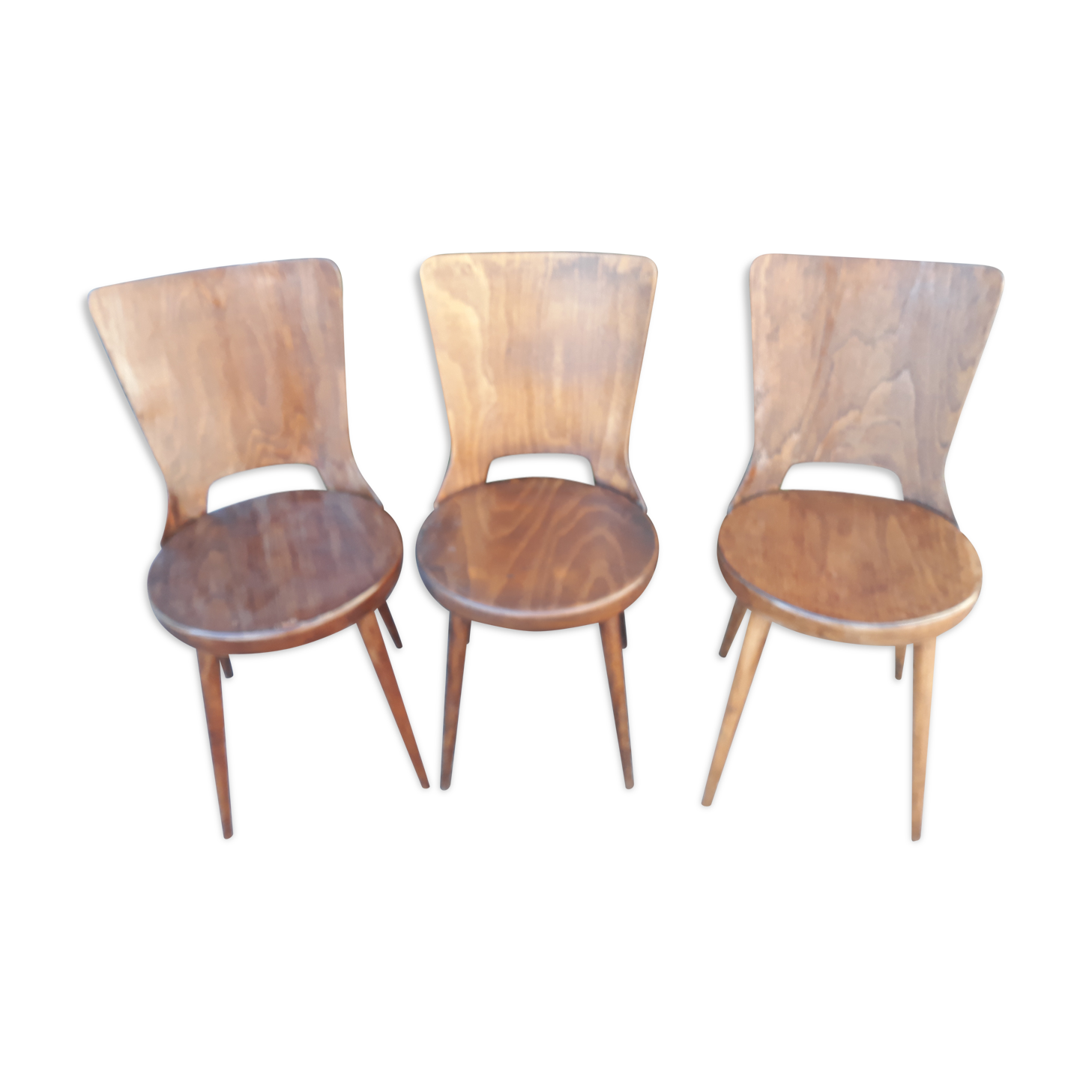 Série de 3 chaises Baumann modèle Dove vintage