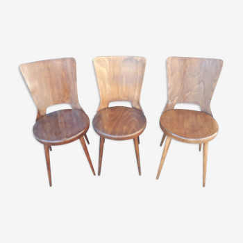 Série de 3 chaises Baumann modèle Dove vintage