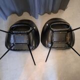 Pair of armchairs in skaï and black steel