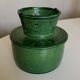 Glazed green earthenware butter dish Foucart Jourdan 1960