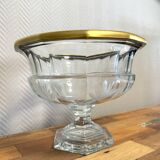 Cristalleries de Lorraine: large faceted bowl on crystal pedestal