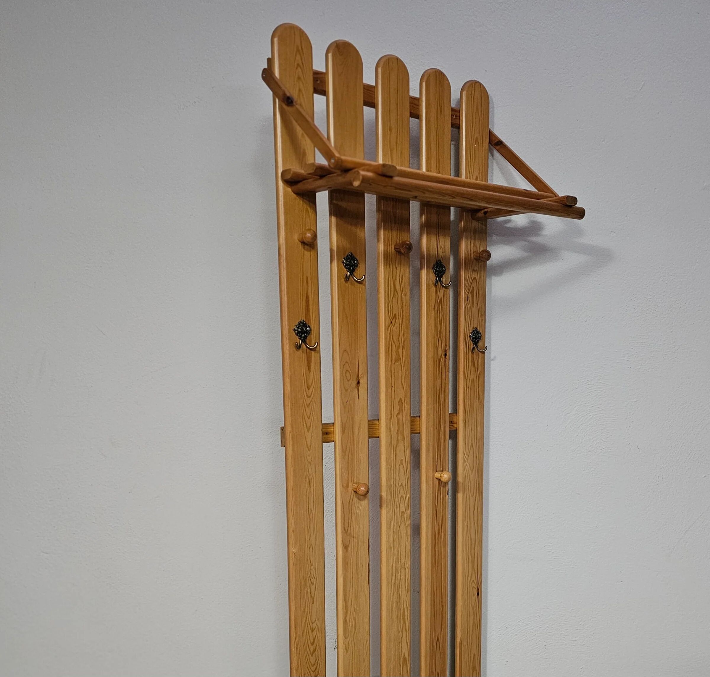 Pine wood coat rack / coatrack width 60 height 190 depth 30 cm