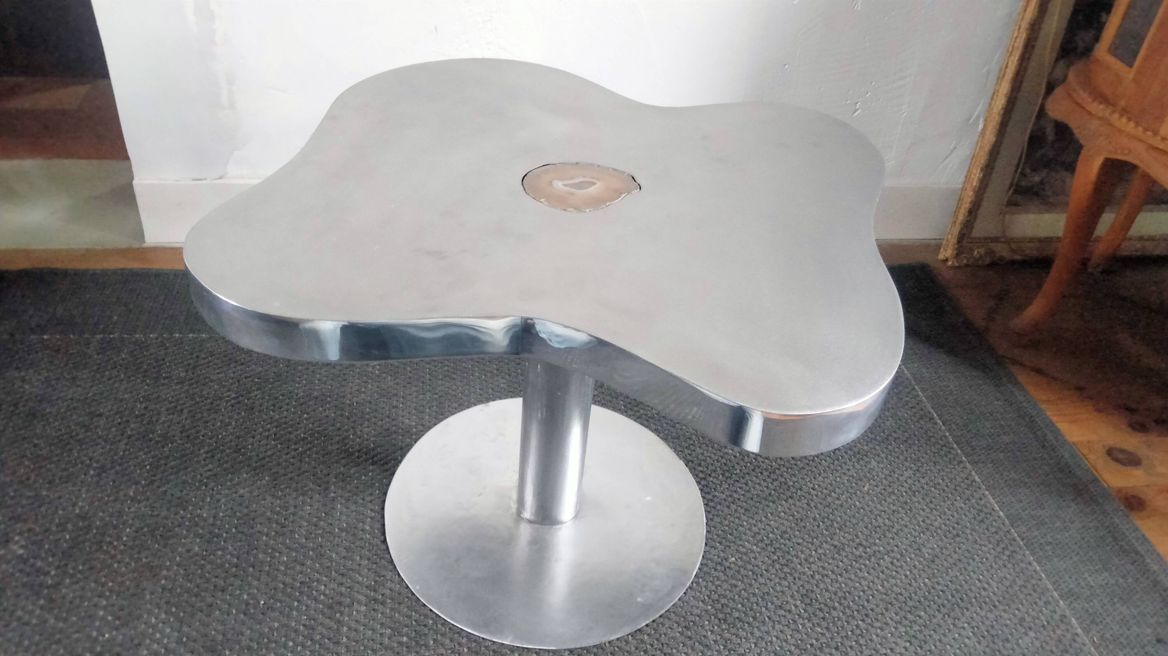 Stainless steel/agate/aluminum side table