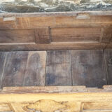 Closed bed chest bench Breton, solid oak pegged wood, nineteenth century