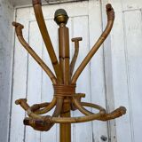 1960s rattan and wicker parrot coat rack entrance hallway