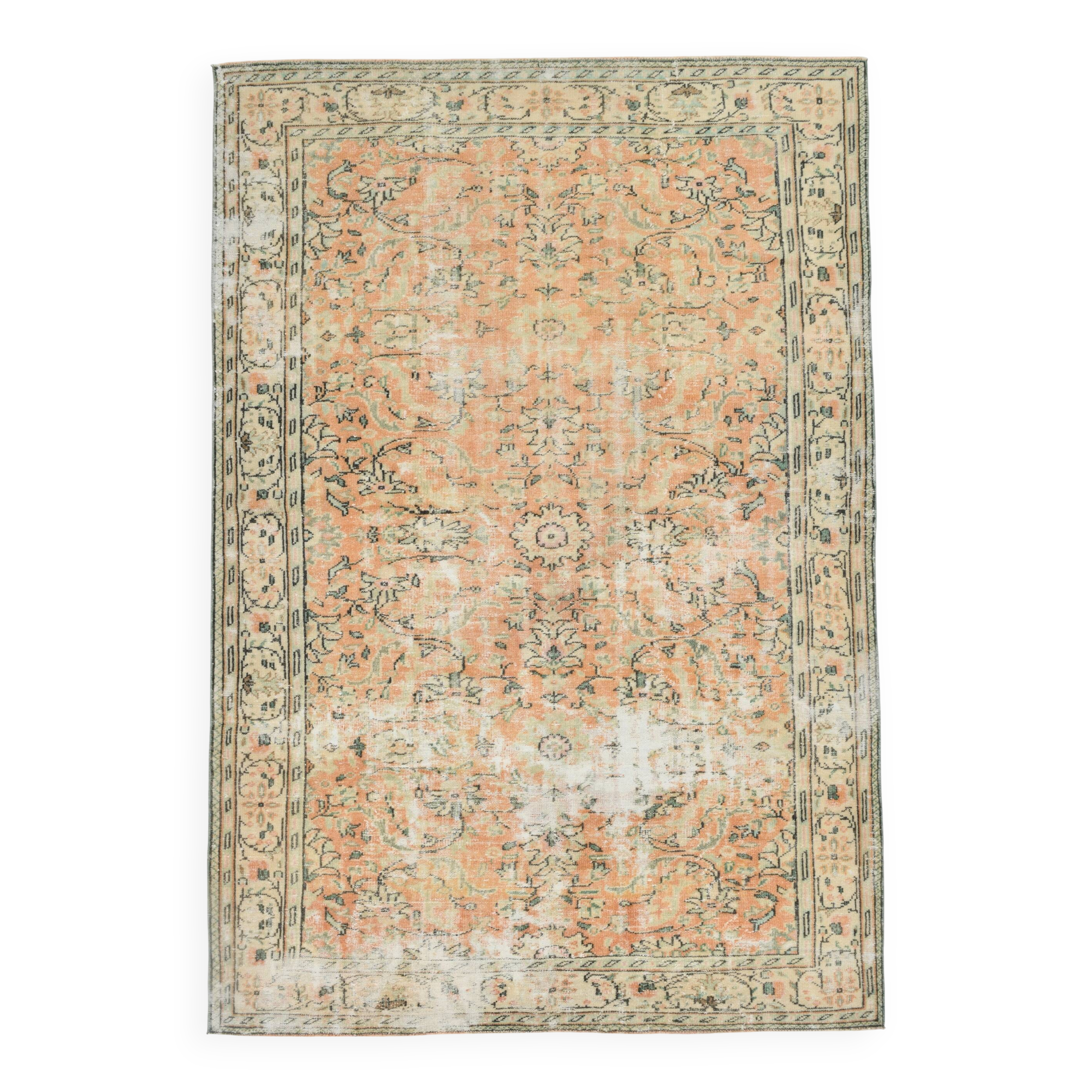 7x10 Pale Red & Cream Oversize Vintage Rug, 207x304Cm