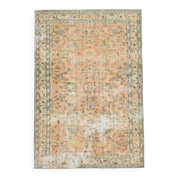7x10 Pale Red & Cream Oversize Vintage Rug, 207x304Cm