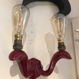 Red ceramic Art Deco wall lamp N2