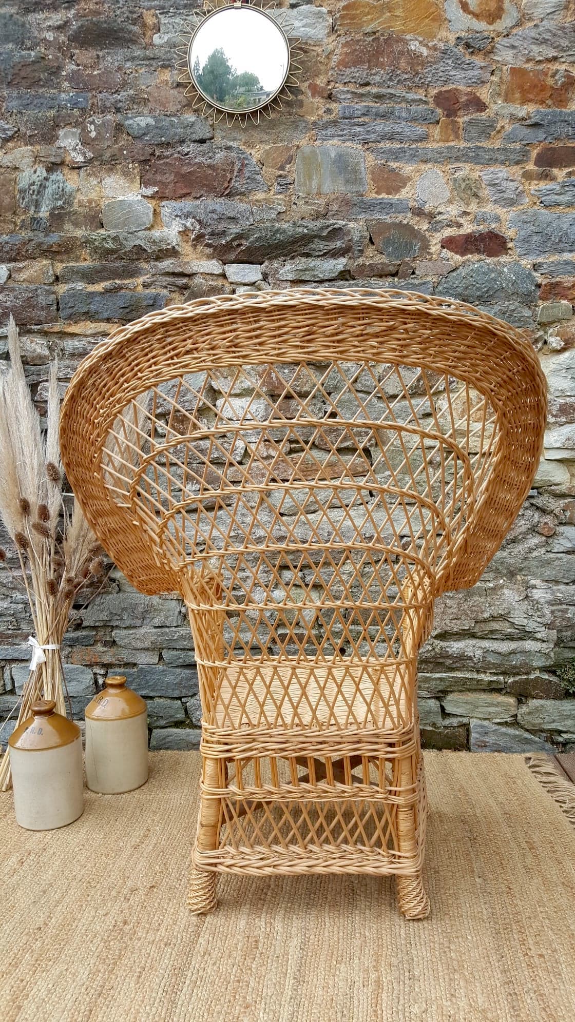 Fauteuil Emmanuelle en rotin vintage 1970