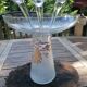 Set of 4 painted blown glass champagne flutes. Signed Denis.
