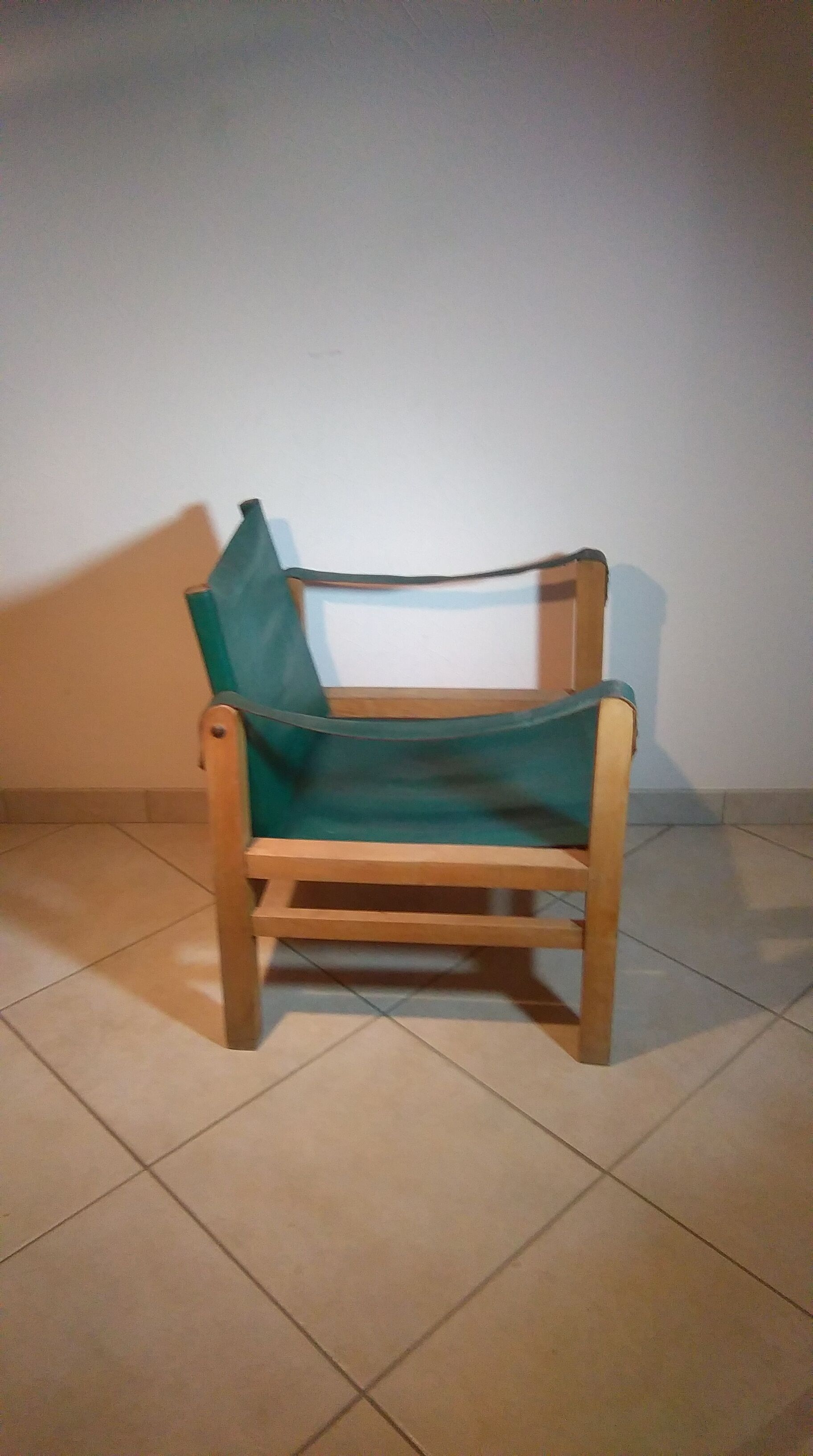 60s wood and leather armchair
