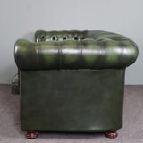 Chesterfield sofa in green cowhide leather