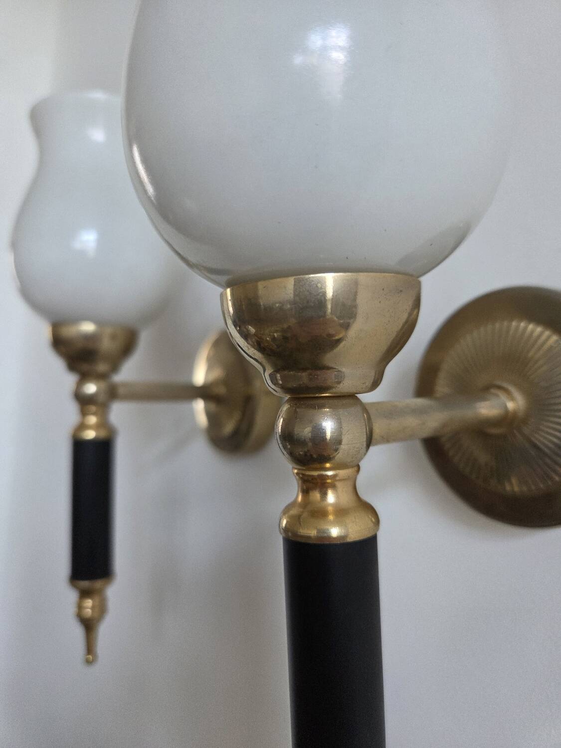 Pair of torch wall lights, 50-60