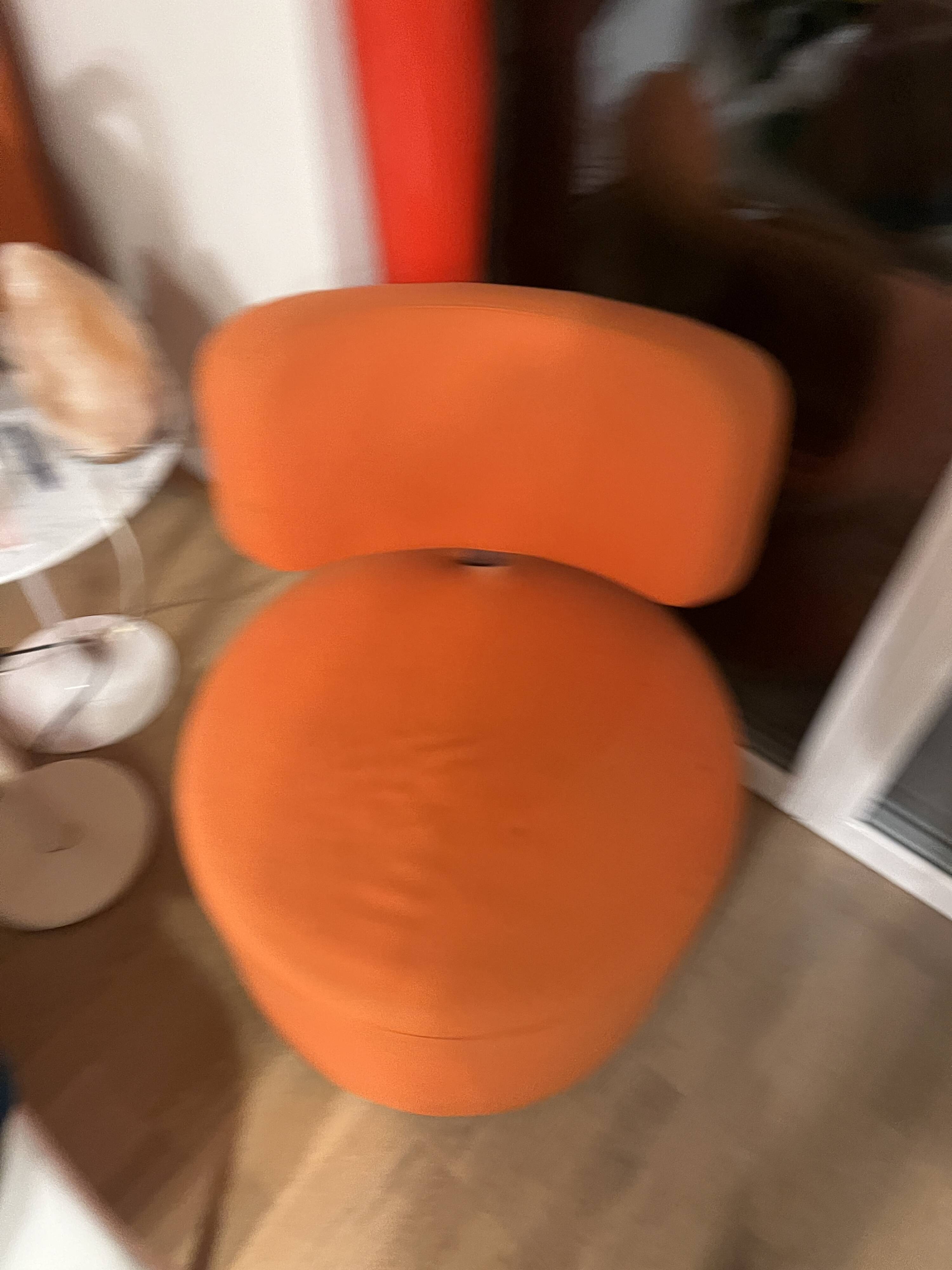 SITS Mokka swivel armchair in orange fabric — Scandinavian modern retro rounded design