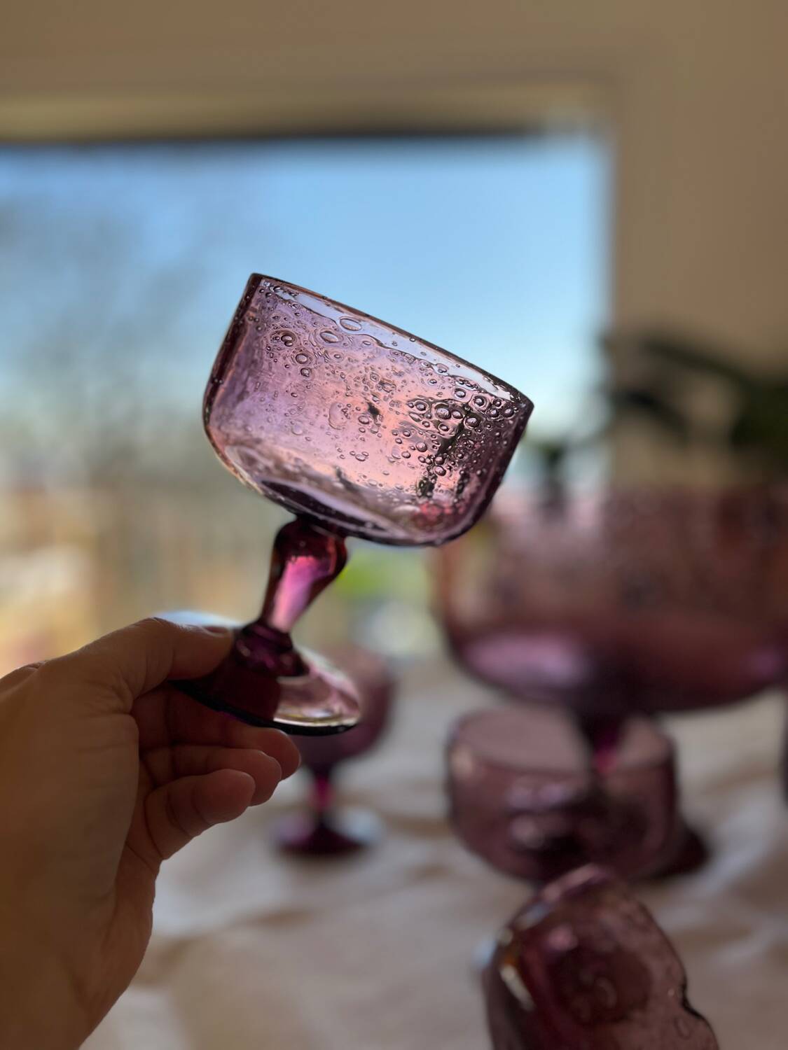 Service en verre bullé