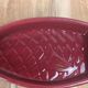 Vintage red ceramic butter dish + matching knife