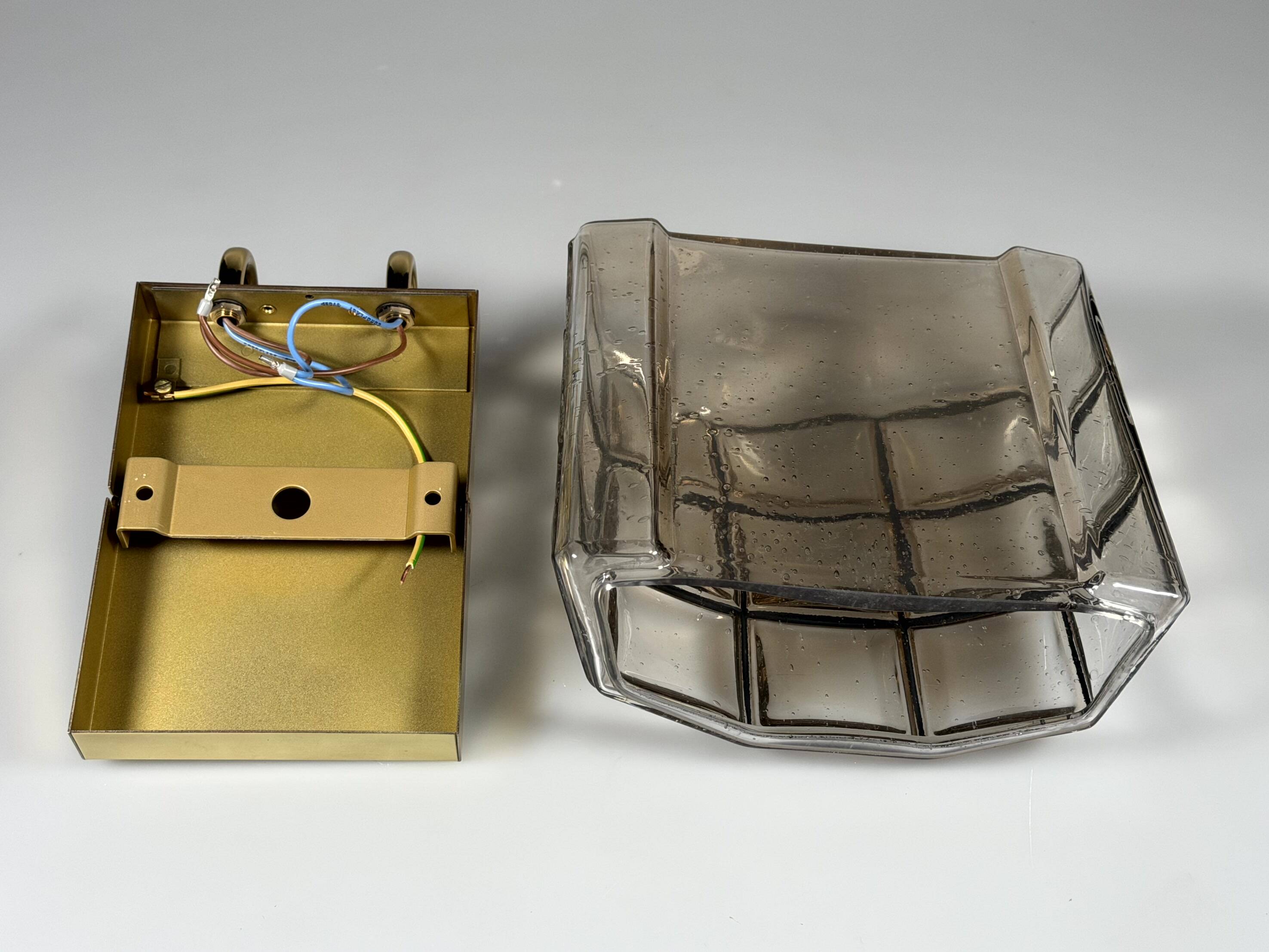 60s 70s Wall Lamp Wall Sconce Glashütte Limburg Germany Glass & Metal