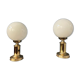Set de 2 lampes de bureau en verre opalin doré vintage