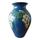 Vase signed Primavera in blue glazed ceramic 1920 1930