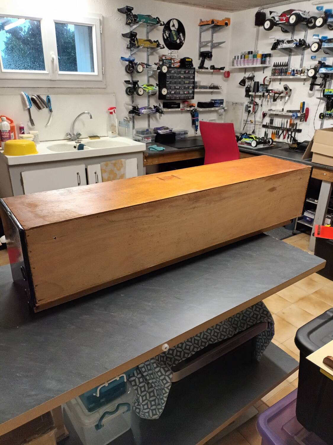 Vintage shelf with sliding doors