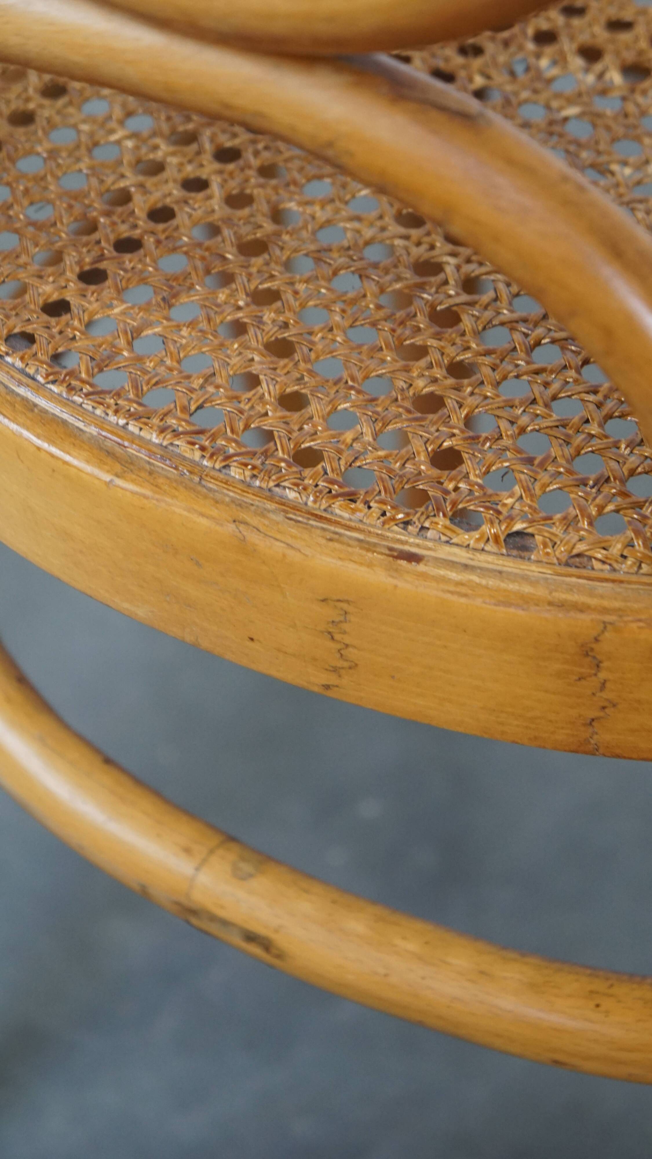 Set of 2 light brown bentwood Thonet style chairs model "Long John"