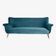 Three-seater sofa in German velvet, 1960s, ocean blue, restored.