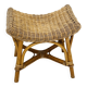 Vintage curved stool in rattan and bamboo