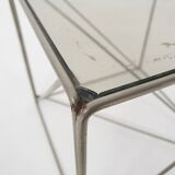 Rare metal and glass side table by Max Sauze, Isocele, France 1960's