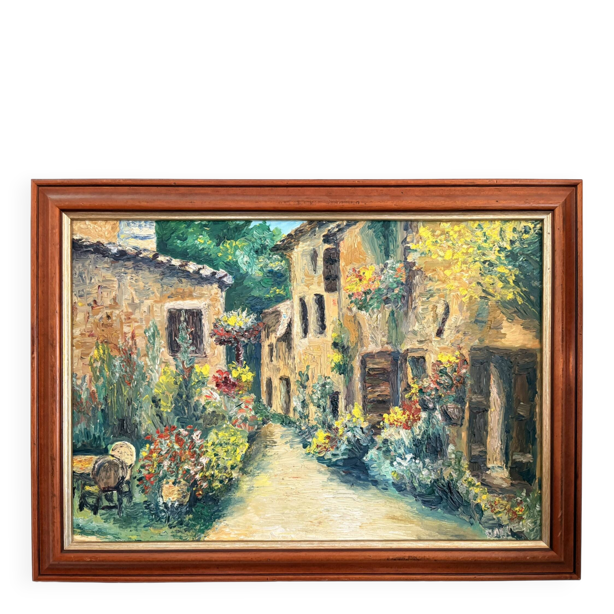Expressionist Oil Painting Table Village Flowers Southern Camp Pro
