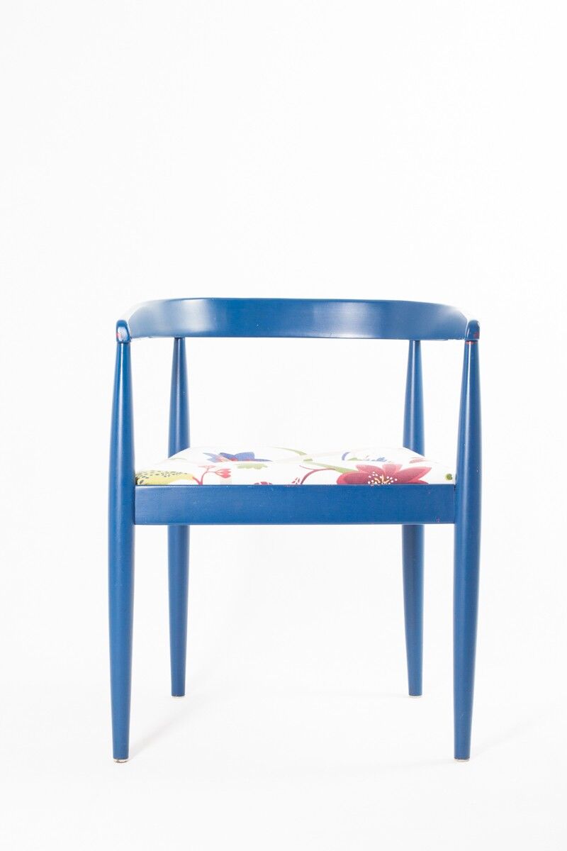 Vintage Flower Fabric & Blue Beech Armchair